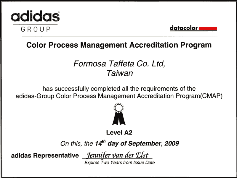 adidas CMAP FTC Level-A2 Certificate