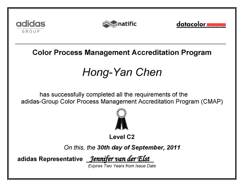 adidas CMAP FTC Level-C2.2 Certificate for Changshu