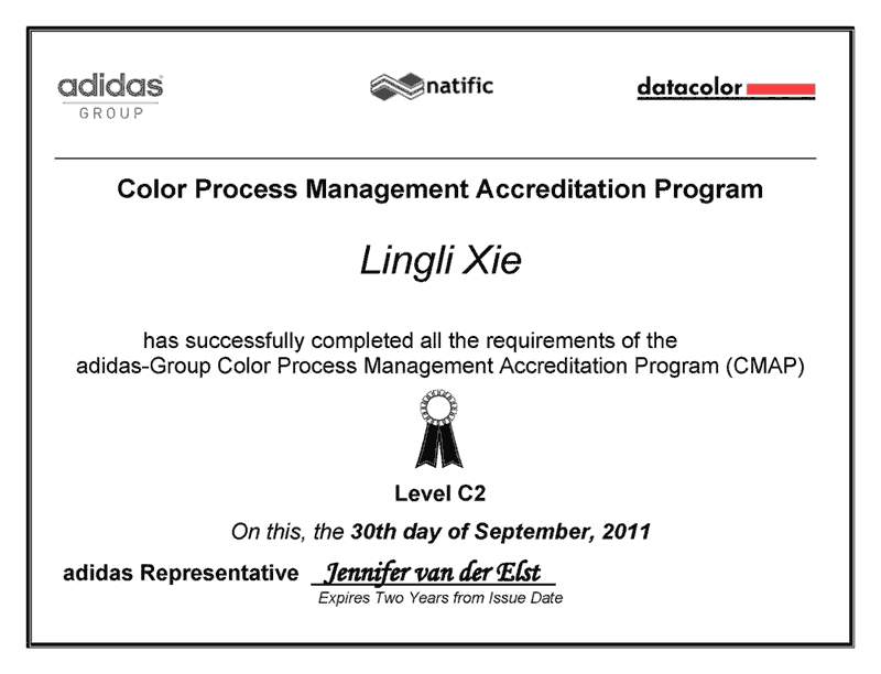 adidas CMAP FTC Level-C2.4 Certificate for Changshu