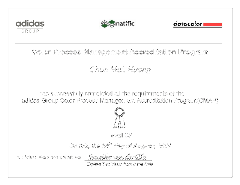 adidas CMAP FTC Level-C2.4 Certificate for Zhongshan