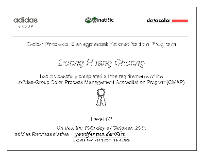 adidas CMAP FTC Level-C2.1 Certificate for Lond An