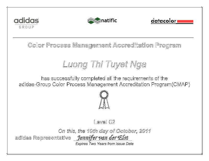 adidas CMAP FTC Level-C2.3 Certificate for Lond An