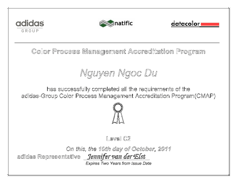 adidas CMAP FTC Level-C2.4 Certificate for Lond An