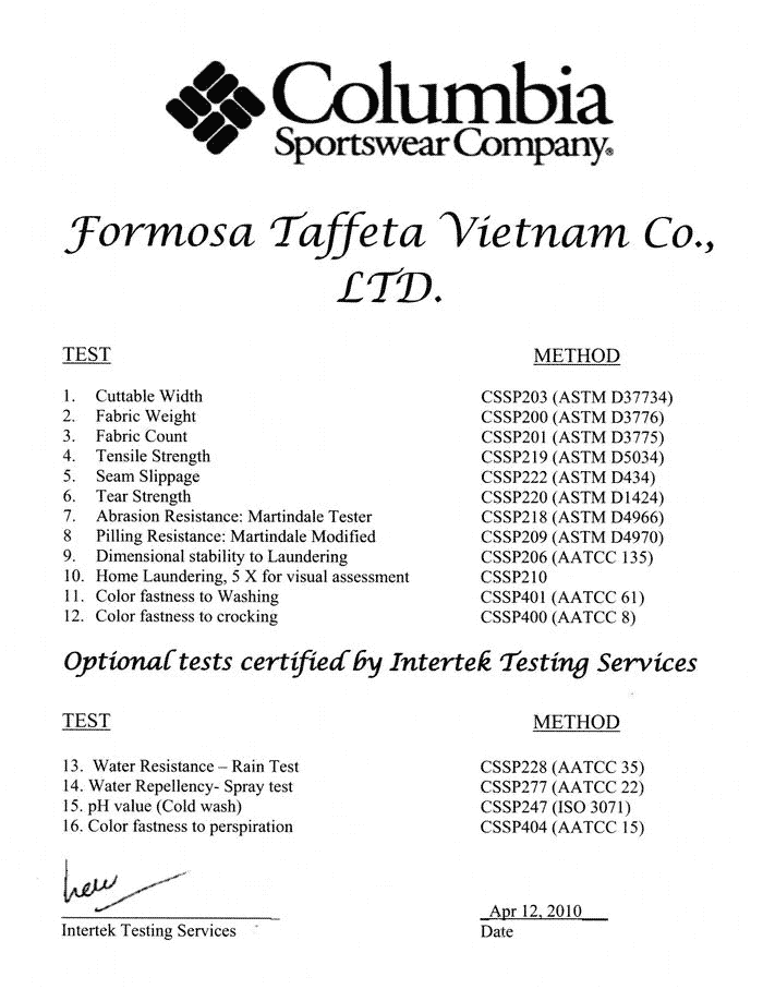 Columbia Certification-Vietnam2
