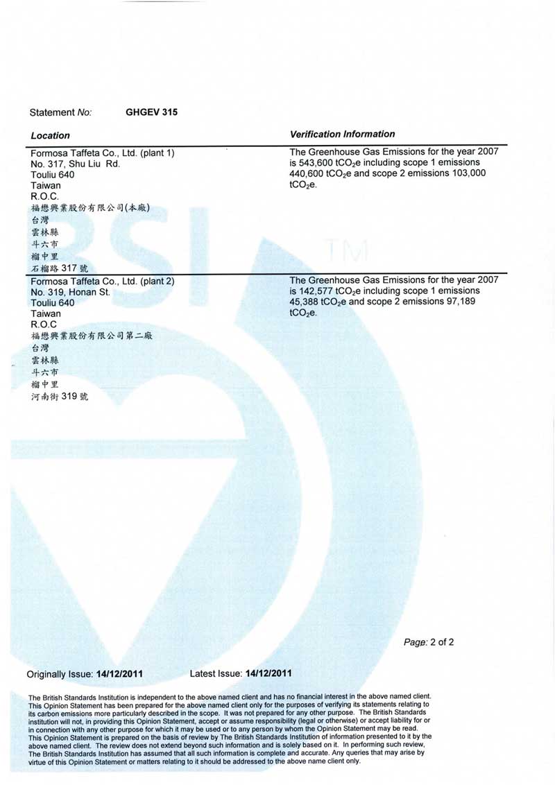 FTC Greenhouse Gases Emissions Verification Opinion Statement-2
