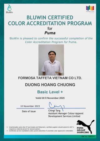 PUMA Color-Accredited Technician: Duong Hoang Chuong