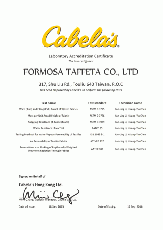 Cabelas Laboratory Accreditation Certificate for FTC_2