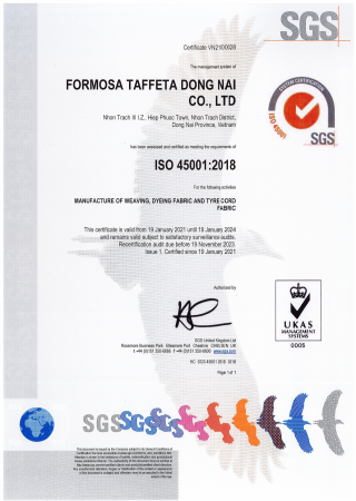 職業健康安全管理系統證書ISO 45001_同奈廠