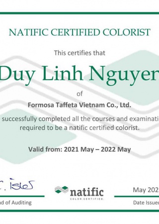 natific Certified Colorist for Duy Linh Nguyen