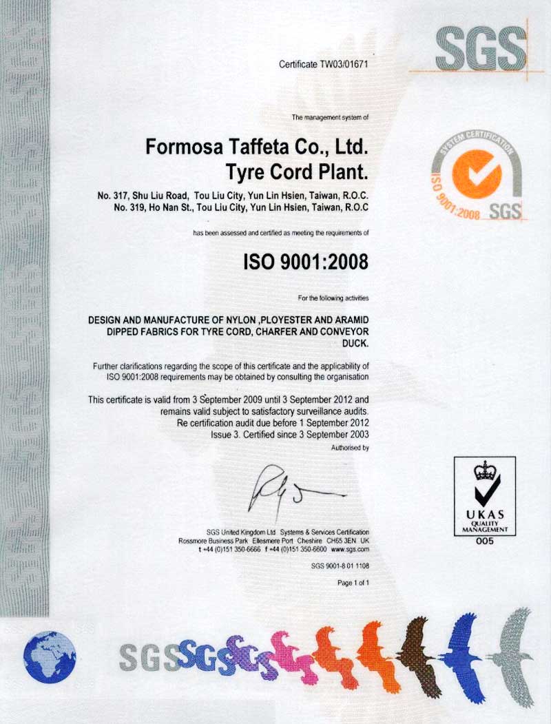 FTC-SGS-ISO.5 for Tyre Cord Plant