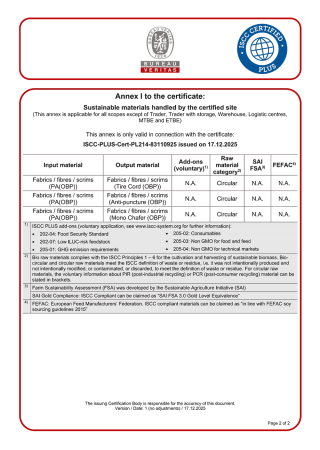 ISCC PLUS Certificate for Tyre Cord Plant-2