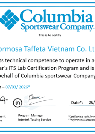 Columbia Certificate for Viet Nam Long-An Plants