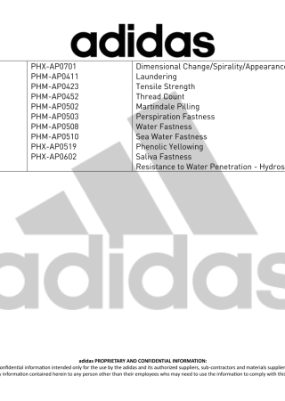 adidas Supplier's Lab Accreditation Certificate for FTC Technician
