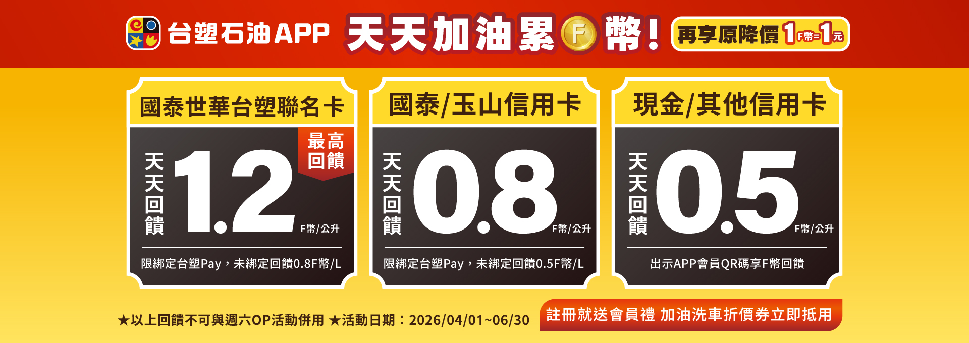台塑石油APP 天天加油累F幣 折抵油錢最給力!